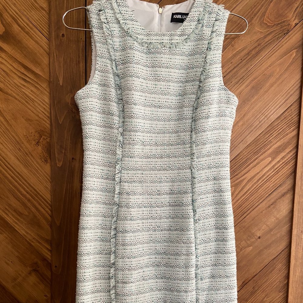 karl lagerfeld white stripped dress, size 4